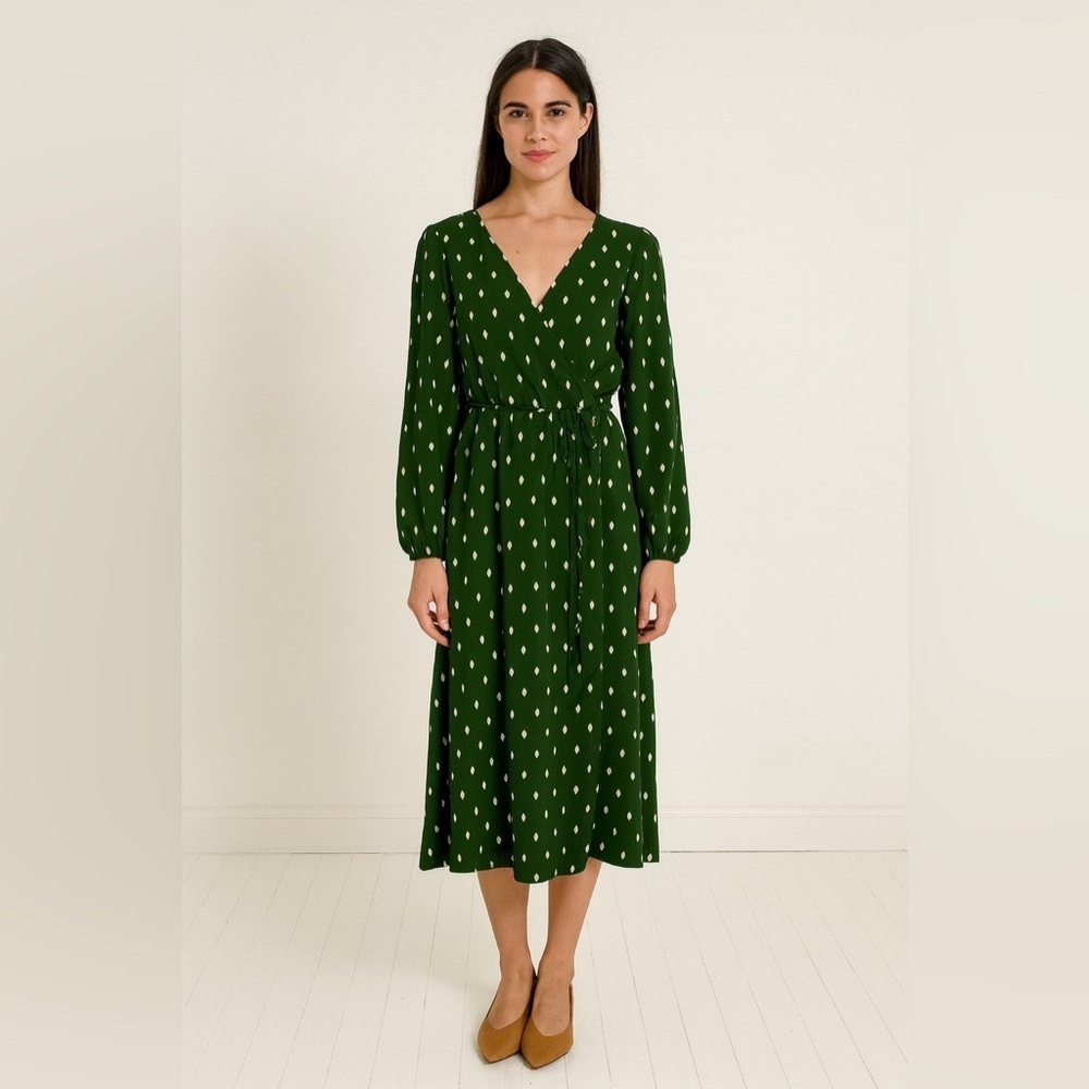 Agnes & Dora Green Diamond Print Faux Wrap Maxi Dress - Size S